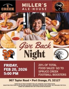 Spruce Creek Football Gives Back at Miller’s Ale House