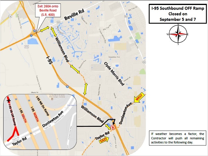 Update: The Port Orange ramp closures have been cancelled for this week.