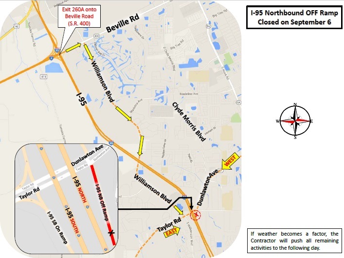 Update: The Port Orange ramp closures have been cancelled for this week.