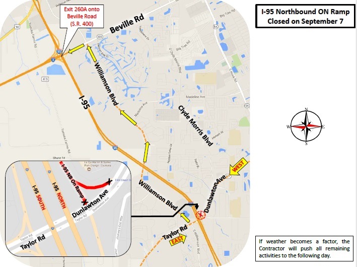 Update: The Port Orange ramp closures have been cancelled for this week.